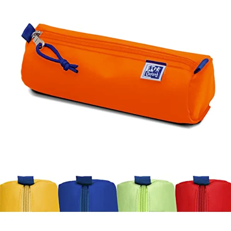 Oxford Federmäppchen für Mädchen und Jungen, Ø 7 cm rund, groß, langlebig, orange