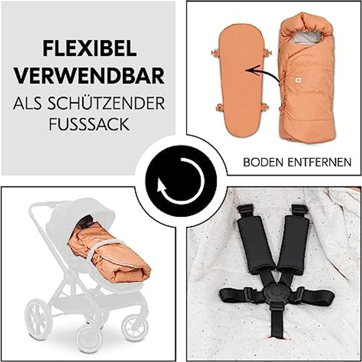 Hauck 3in1 Babytragetasche, Fußsack und Spieldecke Carry N Play, Babynest ab Geburt, Einfache und Sichere Befestigung am Buggy, Weiches Inlay, Waschbar (Dots Cork) – Bild 4