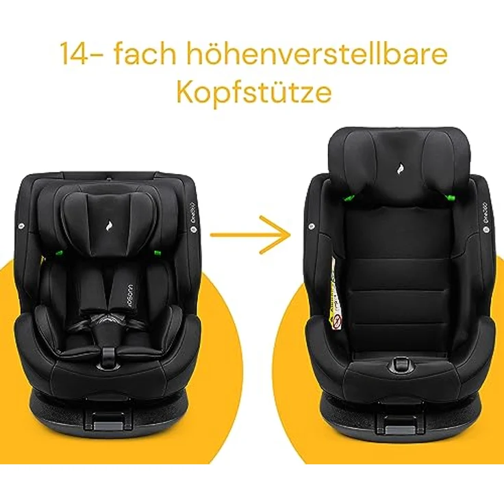 Osann Autokindersitz One360 i-Size, 360° drehbarer Reboarder Kindersitz Isofix, Baby Autositz, Schwarz – Bild 6