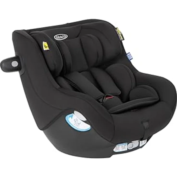 Graco Reboarder-Kindersitz SnugGo i-Size R129 inkl. Sitzverkleinerer - Midnight, 360° drehbarer Kindersitz mit i-Size R129 Sicherheitsstandard
