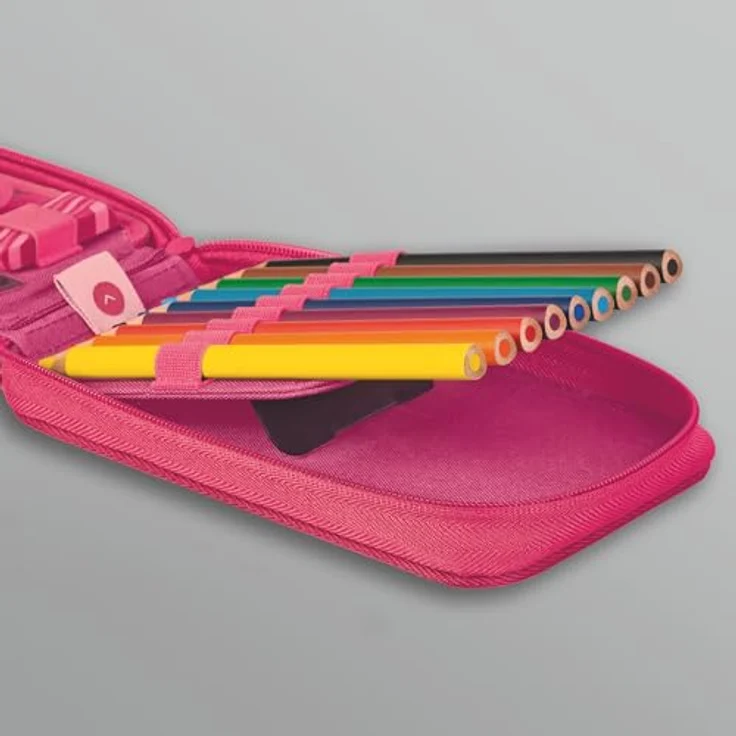 BRUNNEN s'maepp Colour Code Federmäppchen, befüllt, 17-teilig, tulip pink, 20,0 x 4,5 cm, 2 Fächer, robustes Textilmaterial – Bild 8