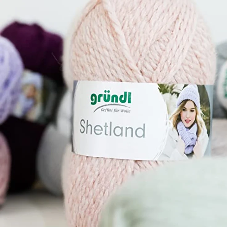 Gründl Shetland Wolle (weiches Strickgarn aus 80% Polyacryl und 20% Wolle, 100 g / 170 m, Nadelstärke: 7-8, 1 x 100 g), Hellgrau Melange – Bild 2