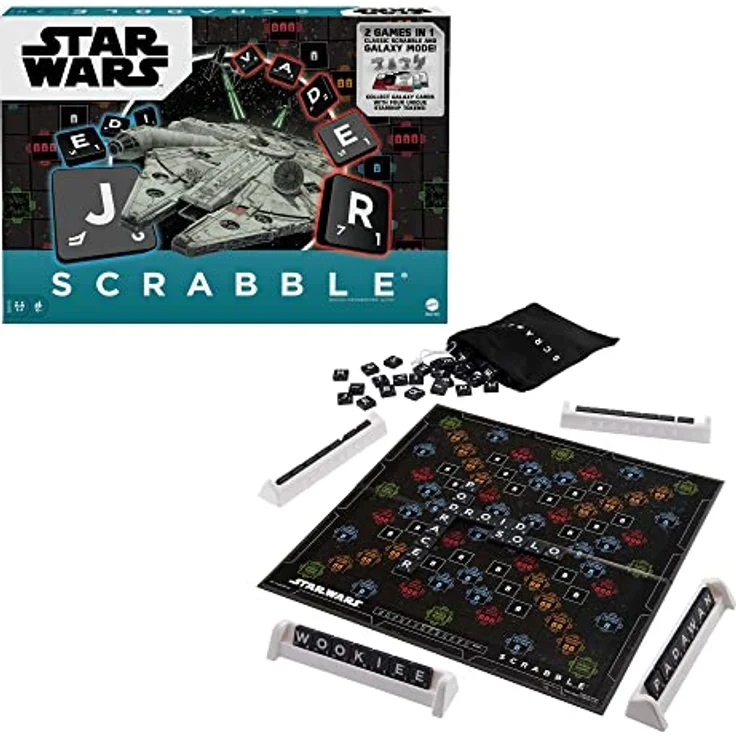 SCRABBLE Star Wars Edition, Brettspiel in französischer Version mit Aurebesh Buchstaben und Galaxie-Modus, HBN59 – Bild 4