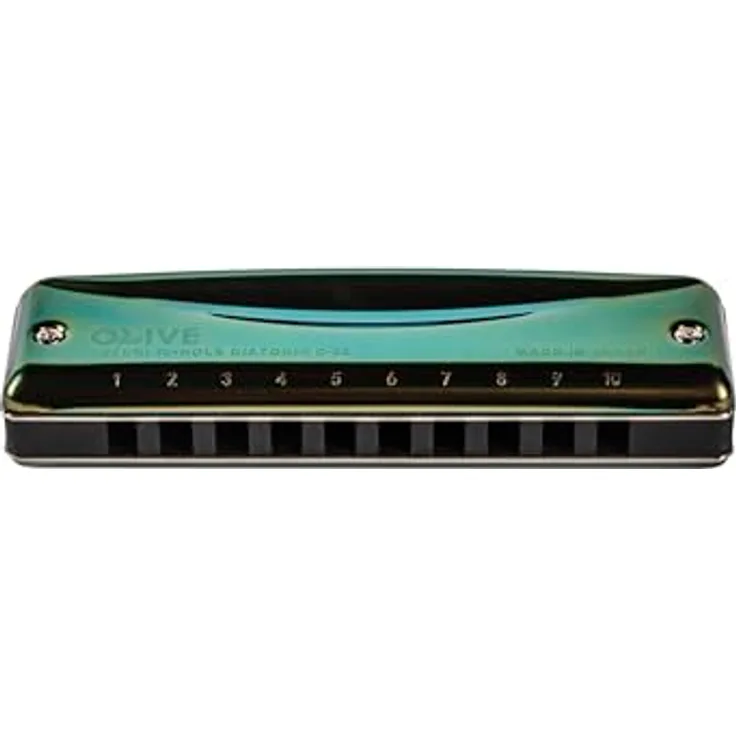 Suzuki Olive Diatonic Harmonica, Mundharmonika in C mit lebhaft grünen Oliven-Coverplatten und Austauschbarem Reed-Plate
