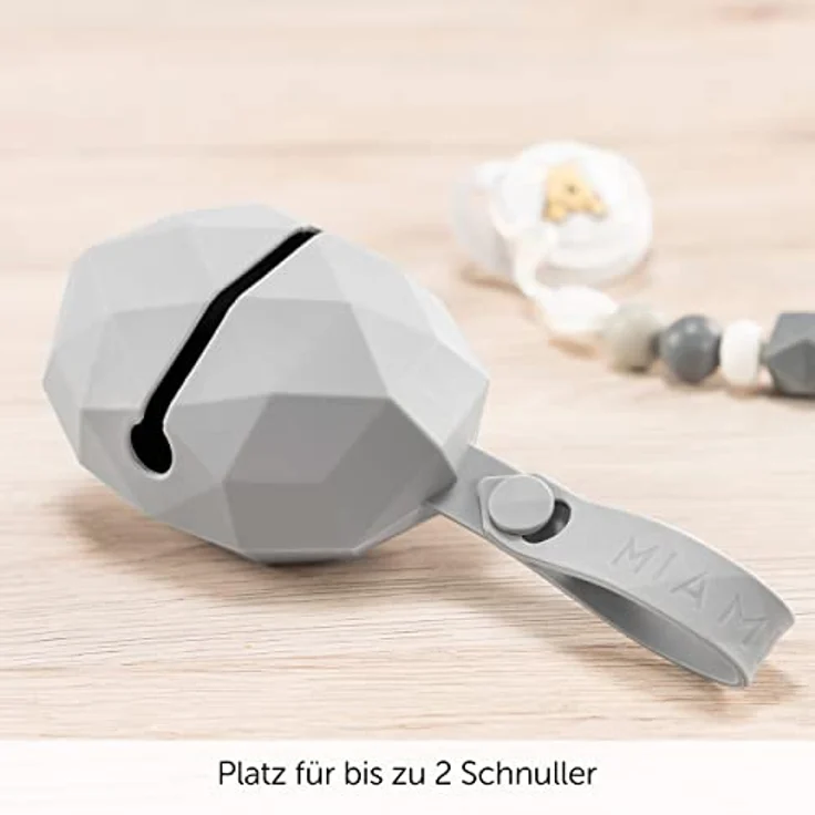 MiaMia Schnullerbox Set Silikon - 2x tragbare Schnullertasche für Kinderwagen, Aufbewahrungsbox für alle Schnuller Modelle, BPA-frei - Grau – Bild 2