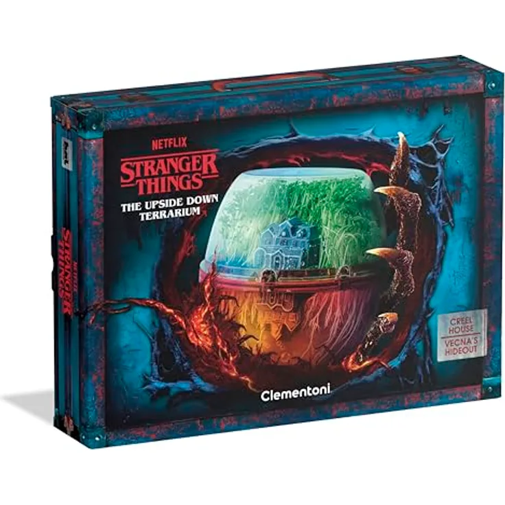 Clementoni Stranger Things Schattenwelt-Terrarium Vecnas Haus, Kreativ-Set zur Pflanzenzucht mit Hydrokulturen und Zubehör, ab 8 Jahren, 18802