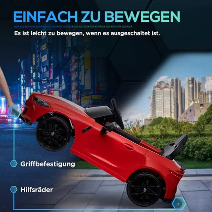 AIYAPLAY Elektro-Kinderauto 12V mit 2,4G-Fernbedienung, MP3, USB, LED-Lichte, Hupe, Belastbarkeit 25 kg, Rot - Preisvergleich – Bild 4