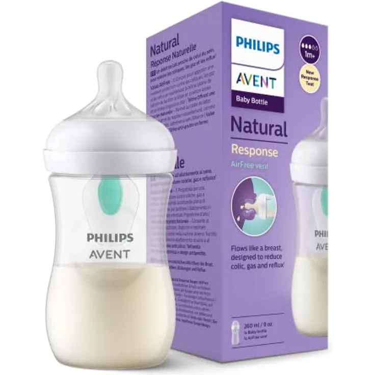 Philips Avent Natural Response AirFree SCY673/01 Babyflasche 1 m+, Flow 3, 260 ml, ergonomisches Design zur Förderung der Saugeraktivität