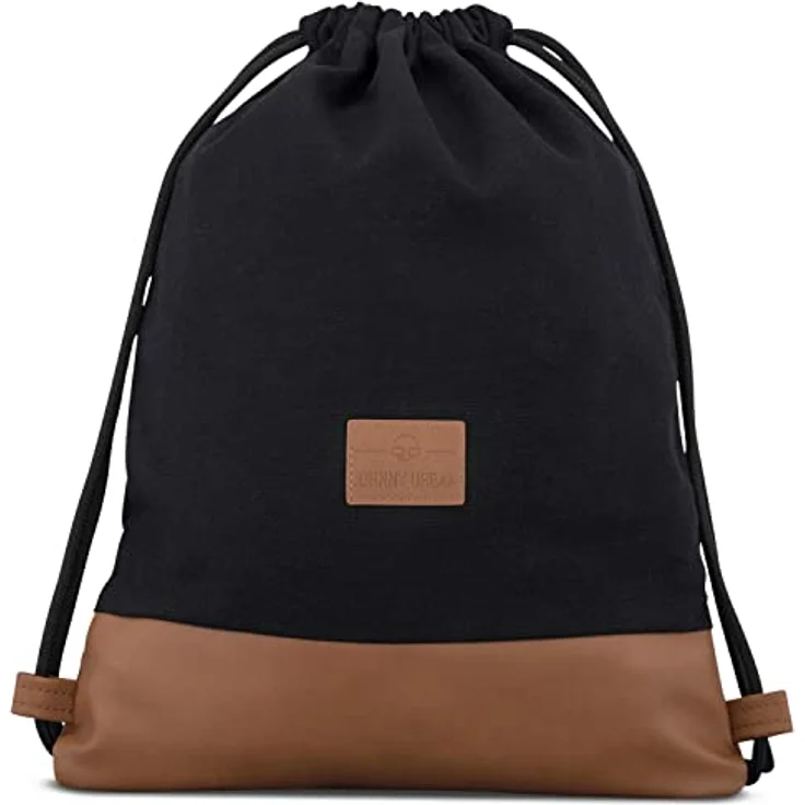Johnny Urban Turnbeutel Damen & Herren Schwarz - Luke - Beutel Rucksack mit Kordelzug - Baumwoll Canvas - Kleine Innentasche für Wertsachen – Bild 1