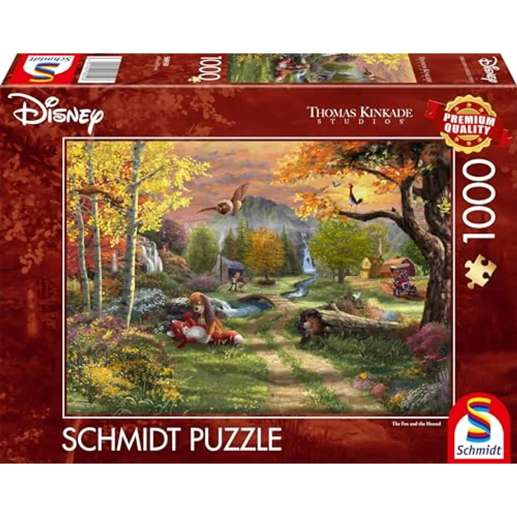 Schmidt Spiele 58050 Disney Fox and Hound Puzzle, 1000 Teile, Premium Qualität mit individuell geformten Puzzleteilen, 69,3 x 49,3 cm – Bild 4