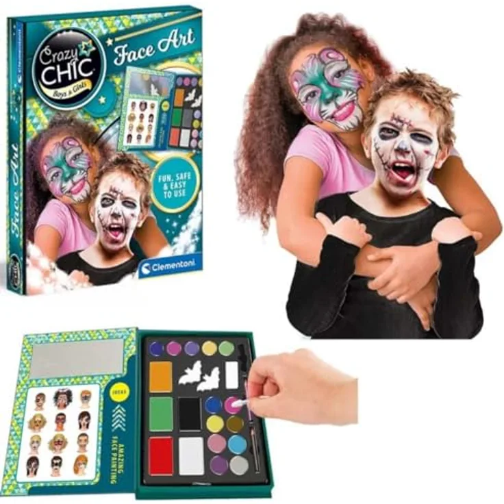 Clementoni 18605 Crazy Chic Gesichtsbemalung Gesicht und Körper Malerei, Kinder Make up Sets für Mädchen ab 6 Jahren, Mehrfarbig, One Size
