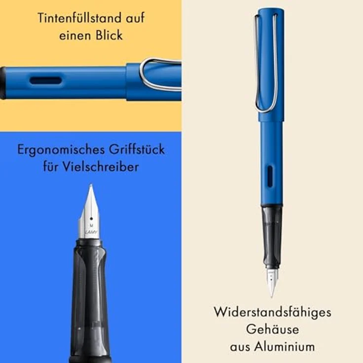 LAMY Füller AL Star 028 Ocean BLAU Stärke M, Leichtgewichtiger Füllhalter aus Aluminium mit polierter Edelstahlfeder – Bild 4