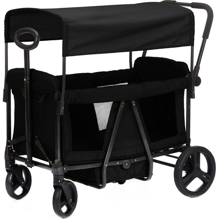Fillikid Bollerwagen Oskar für 2 Kinder, max. Belastung 88 kg, schwarz, mit gepolsterten Sitzen und 3-Punkt-Gurtsystem