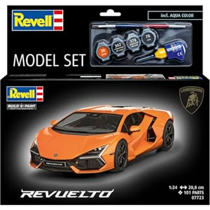 Revell Modellbau Model Set Lamborghini Revuelto, Supersportwagen mit Hybridantrieb, 1015 PS, detailreiches Modell mit Motor und Innenraum, alle Farben und Zubehör enthalten – Bild 2
