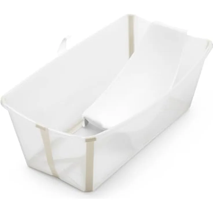 Stokke Flexi Bath (Sandy Beige) mit Newborn Support - Faltbare Babybadewanne für Neugeborene & Kinder bis 48 Monate