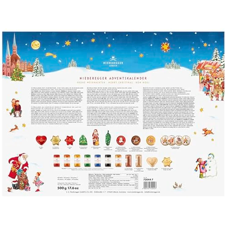 Niederegger Adventskalender Karussell, festliche Confiserie-Spezialitäten mit Marzipan und Nougat, dekorative Karussell-Optik – Bild 2