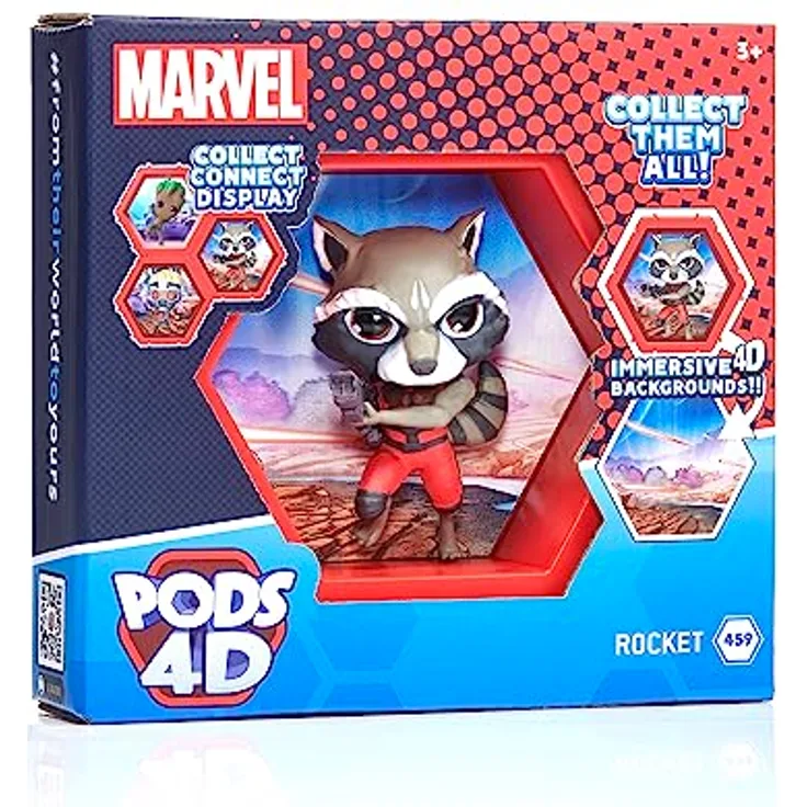 PODS 4D Marvel Rocket | Verbindbare sammelbare Bobble-Head-Figur, die aus ihrer Welt in Ihre Welt bricht | Wand- oder Regalanzeige | Marvel -Spielzeug und Geschenke | Serie 1 Nr. 459 - Preisvergleich