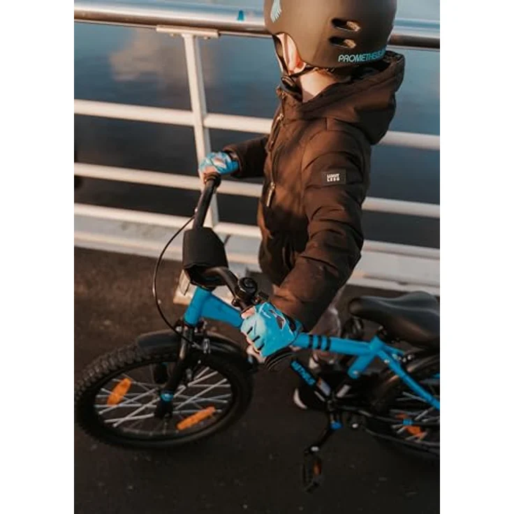 PROMETHEUS BICYCLES Kinderfahrrad 18 Zoll Jungen ab 6 Jahre - Rücktrittbremse und Fahrradständer in Blau Schwarz – Bild 2