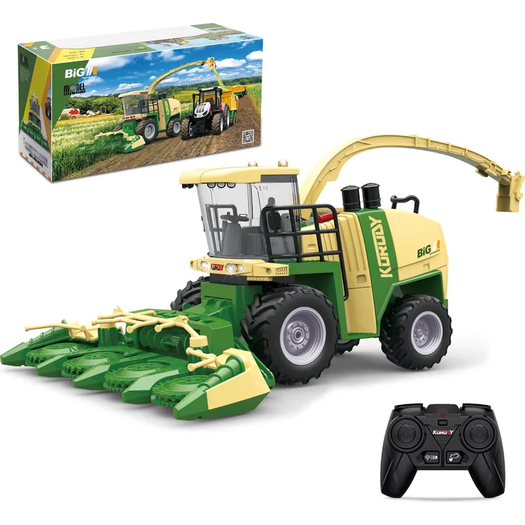 PENGBU RC Ferngesteuerter Mähdrescher, 21x26x13 cm mit Ein-Knopf-Fernsteuerung, Licht- und Wasserspritzen-Funktion, ideal für Kinder ab 3 Jahren
