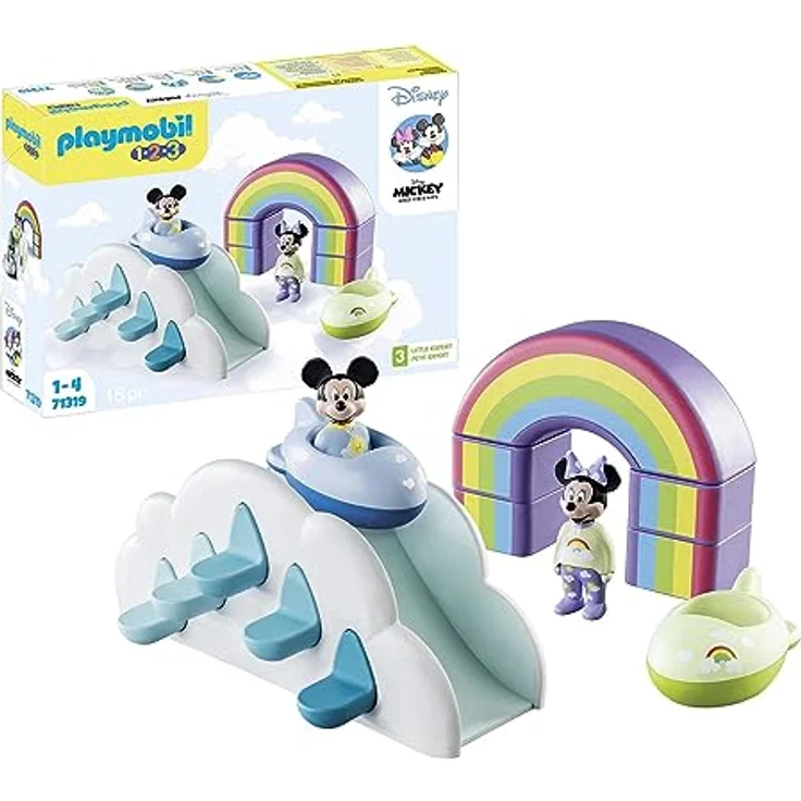 PLAYMOBIL 71319 1.2.3 & Disney: Mickys Minnies Wolkenhaus Spielset mit kreativen Kombinationsmöglichkeiten, Mehrfarbig – Bild 1