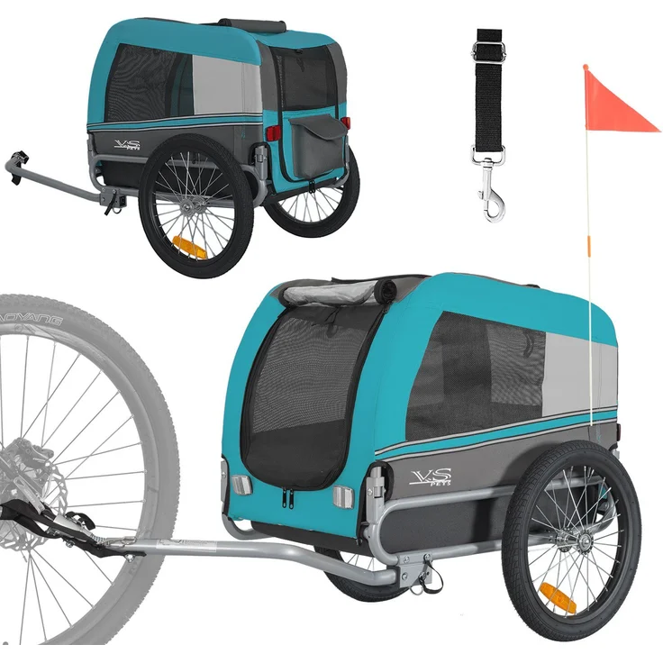 TIGGO Fahrradhundeanhänger Tiggo VS Pets M Hundeanhänger Fahrradanhänger Hundefahrradanhänger, Stahlrahmen, wasserdicht, 30 kg Zuladung, StVZO zugelassen, Farbe: Schwarz