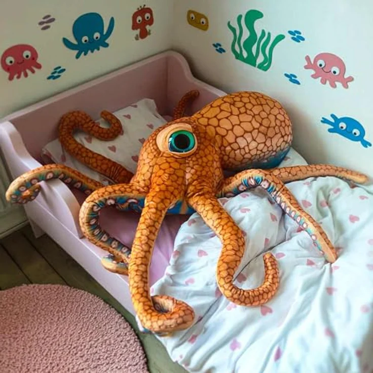 mikamax Riesiger Oktopus Kuscheltier, 150 cm XXL Plüschstofftier mit realistischen Augen, beschwertes Meerestier, hypoallergen, für Kinder – Bild 5
