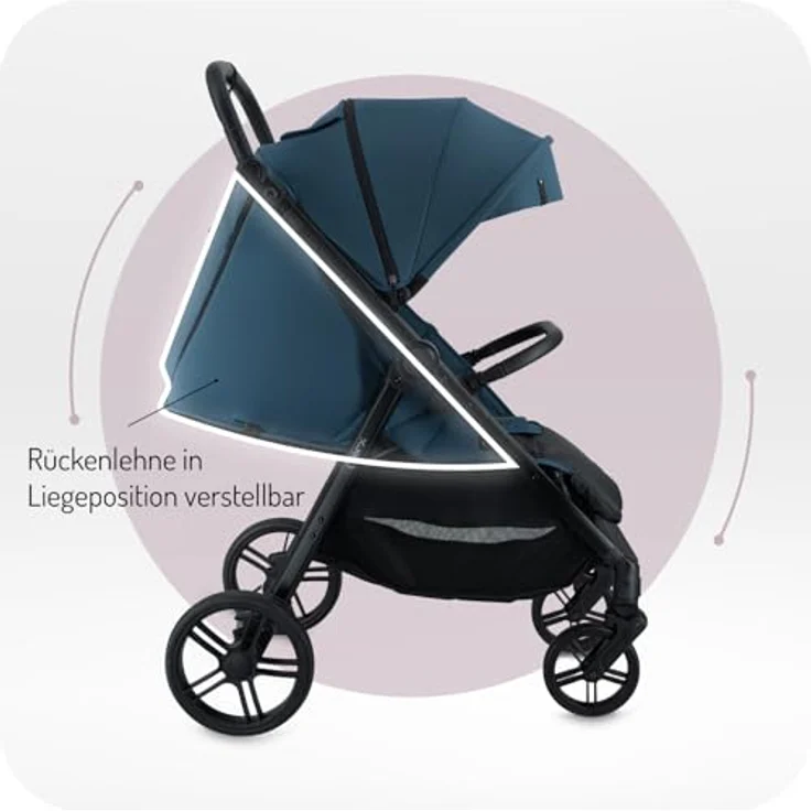 MoMi CLARA Kinderwagen, breiter Buggy in Blau für Kinder bis 22 kg, verstellbarer Schiebegriff, umfangreiches Zubehör – Bild 5