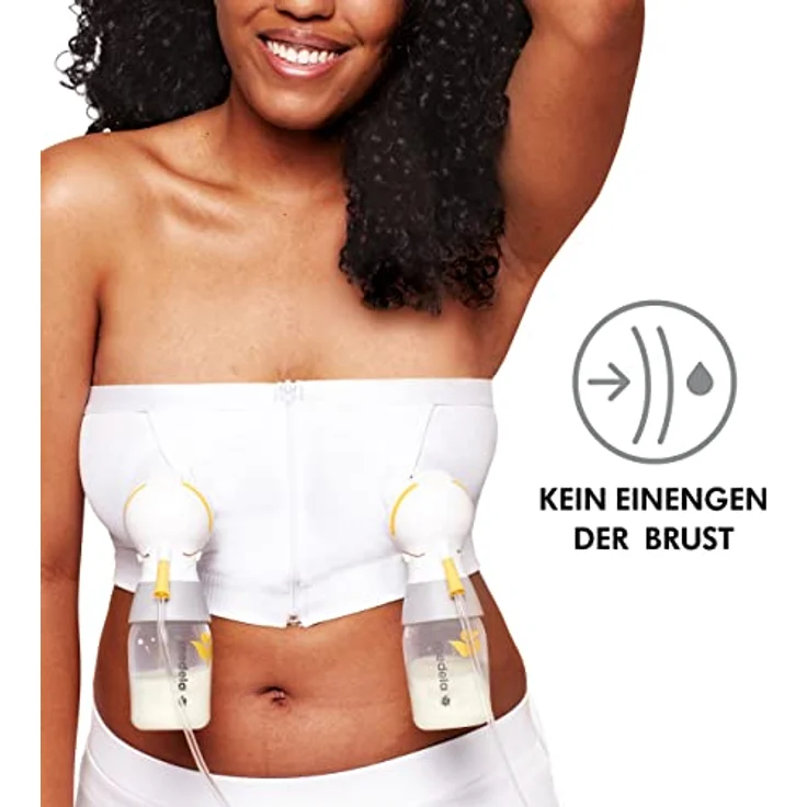 Medela Hands-free Abpump-Bustier von Medela | Abpump-BH für bequemes Abpumpen mit dem Material Adaptive Stretch für eine perfekte Passform Weiß XL – Bild 4