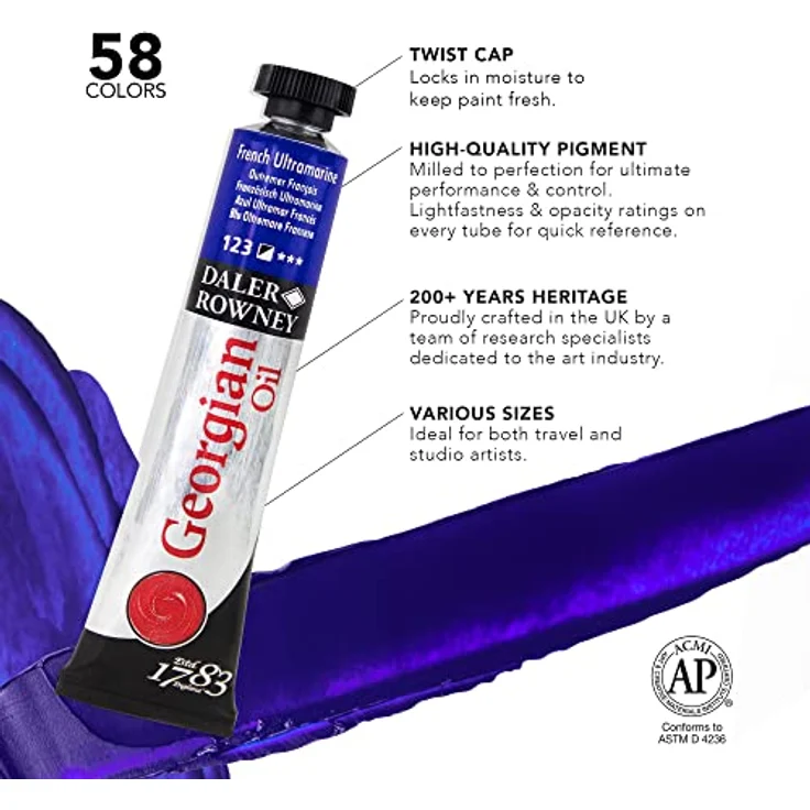 Daler Rowney Georgian Oil, Ölfarben Einsteigerset mit 10 Tuben à 22 ml, hochwertige Künstlerpigmente, multi – Bild 4