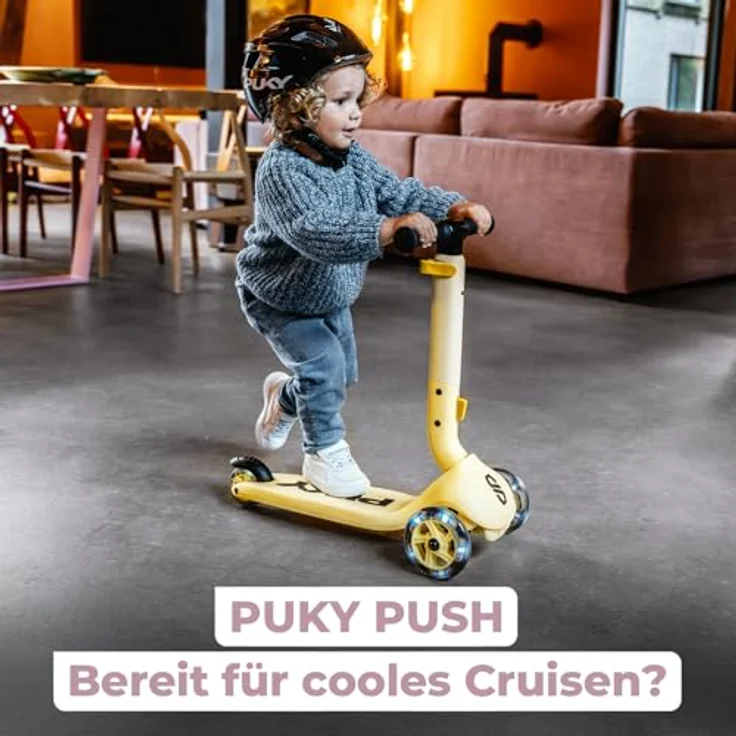 PUKY PUKYmini-Scooter Push | Kinderroller ab 2 Jahre | Rosa | Höhenverstellbarer Lenker | Klappbar & Kompakt | Extra breite Reifen | Leuchtende Räder | Ideal für Abenteurer & Outdoor – Bild 4