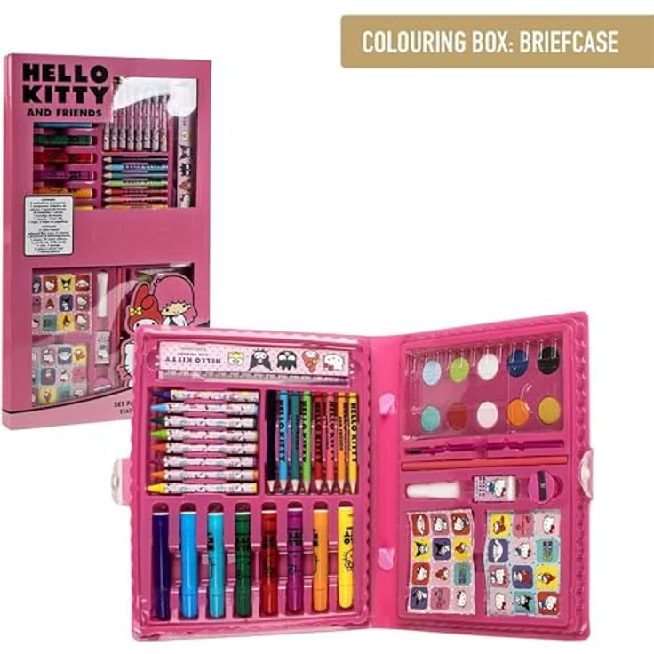 Cerda Kreativset Hello Kitty Mal- und Schreibset – Ausmalbares Schreibwaren-Set für Kinder, kompakt und leicht, 26,7 x 45,3 x 3,0 cm – Bild 1
