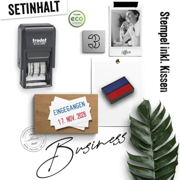 TRODAT Stempel Datumsstempel Printy 4850/L/ 3.8 mm Eingegangen, Selbstfärbend mit Lagertext, 2-farbig. – Bild 4