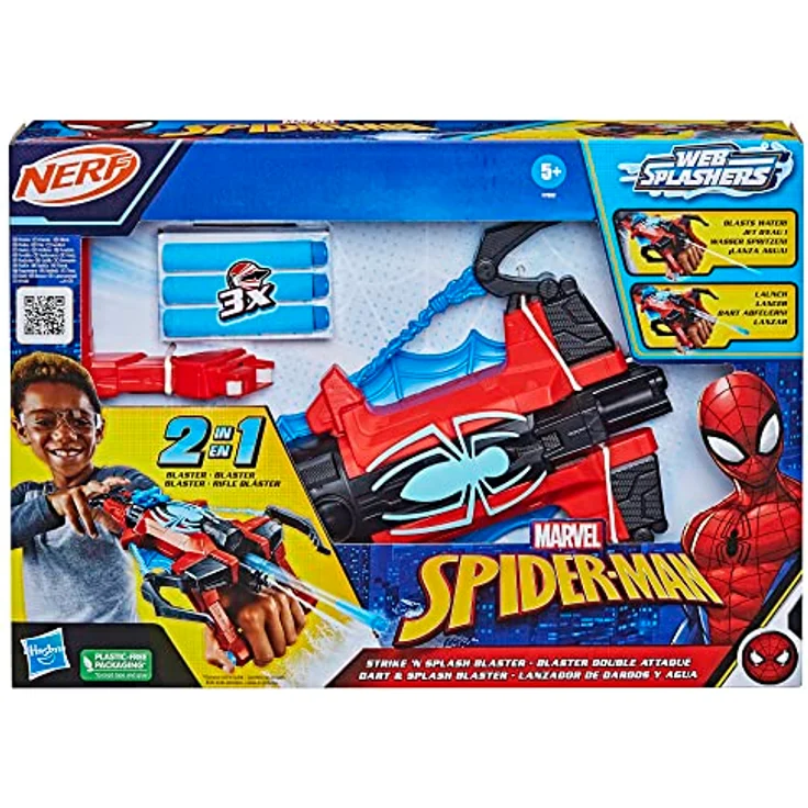 Marvel Spider-Man Dart & Splash Blaster, Superhelden-Spielzeug ab 5 Jahren, Nerf Spider-Man Blaster, spritzt Wasser – Bild 2