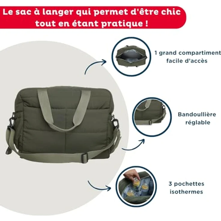 Thermobaby Wickeltasche Plumea, gesteppt mit Wickelunterlage, großes Fassungsvermögen, isolierte Taschen, grau – Bild 4