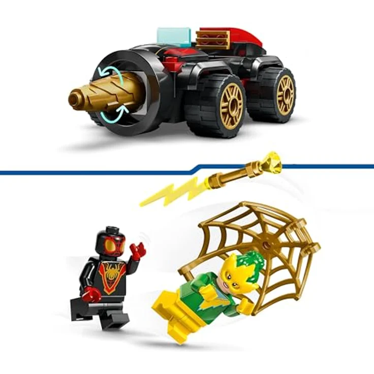 LEGO Marvel Spidey und Seine Super-Freunde Spideys Bohrfahrzeug Spielzeug mit Spider-Mans Auto und 2 Figuren für Kinder ab 4 Jahren, basiert auf der TV-Serie, Geschenk für Jungs und Mädchen 10792, Baubares Auto-Spielzeug mit Bohrer, Miles „Spin“ Morales und Electro, LEGO 4+ Set – Bild 3