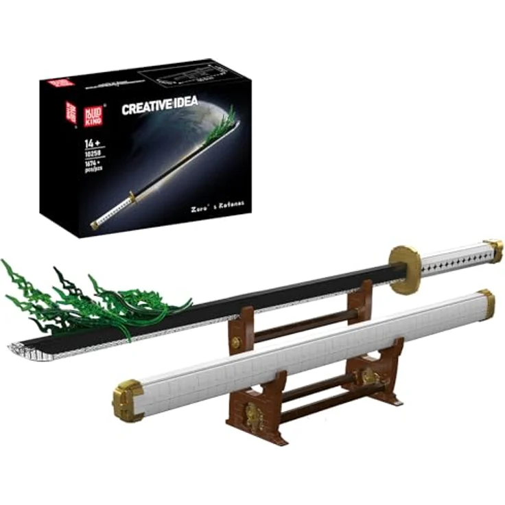 Mould King 10258 MOC Samurai-Schwert-Bausatz, 39 Zoll Zoros Enma mit LED-Lichtern, Scheide und Ständer, 1674+ Teile – Bild 1