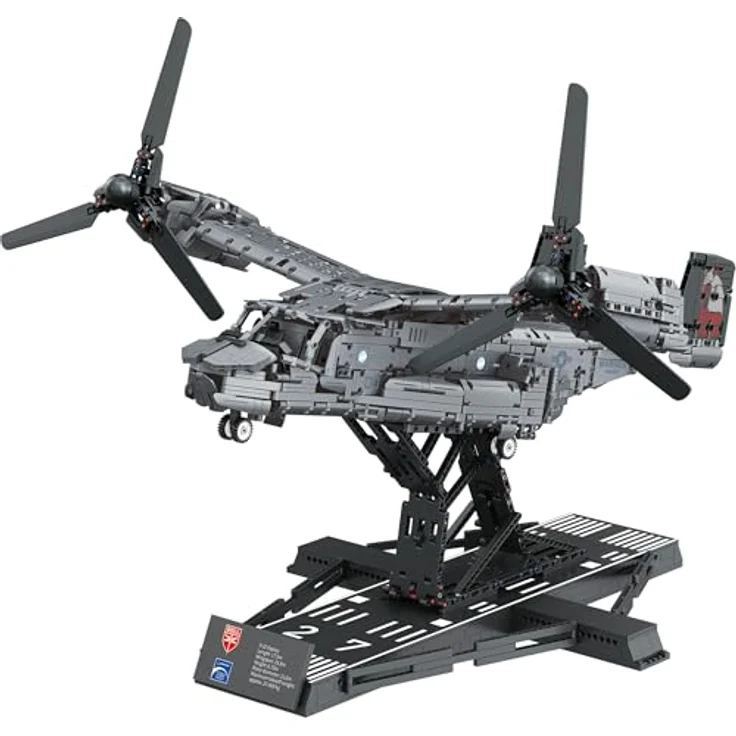 Revell Brick System 00961 Bell Boeing V-22 Osprey, Modellbausatz im Maßstab 1:25, ungebaut, 85,3 cm breit, 3.730 Teile, inkl. Präsentationsständer und Dekorationsaufkleber – Bild 3