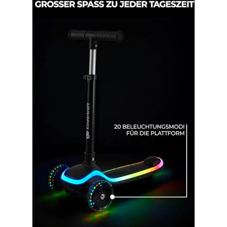 Kinderkraft RAKET Kinderroller, Scooter mit LED Rädern, höhenverstellbarem Lenker und modernem Design, rosa – Bild 4