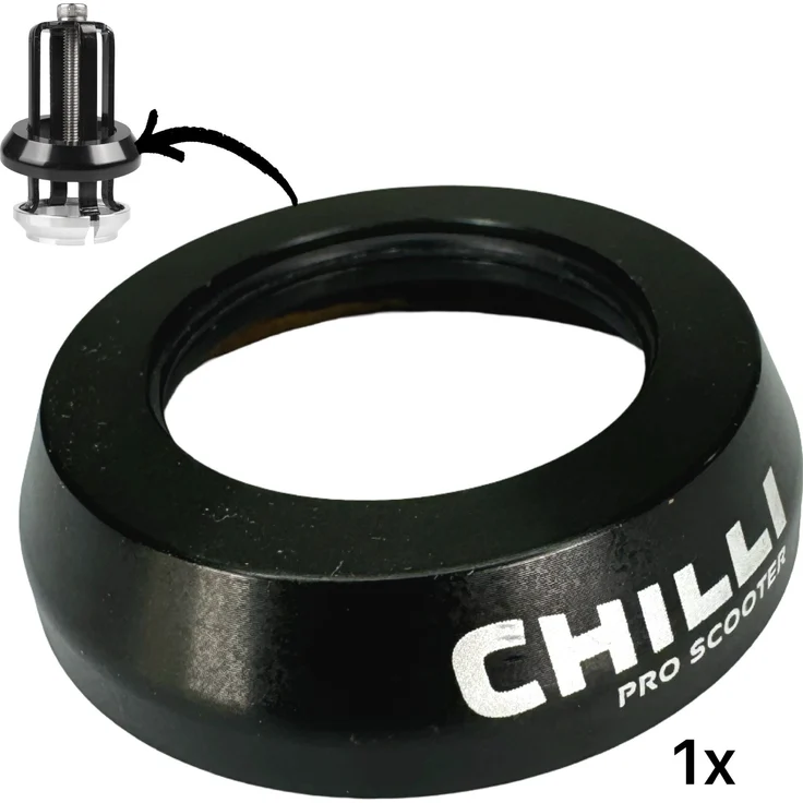 Chilli Stuntscooter Chilli Pro Stunt-Scooter Spider Steuersatz Ersatz Cap Schwarz, Chilli Pro Stunt-Scooter Full Integrated Steuersatz mit Spider Ersatzkappe