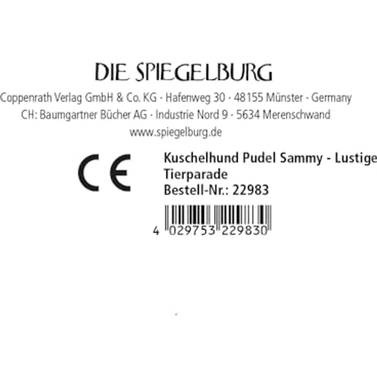 Die Spiegelburg Coppenrath Kuschelhund Pudel Sammy, Plüschtier mit weichem Material, ca. 26 cm, buntes Halstuch – Bild 3
