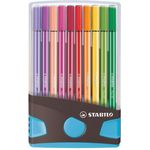 STABILO Filzstift STABILO Pen 68 Filzstift - 1 mm - 20er ColorParade - anthrazit + hellblau