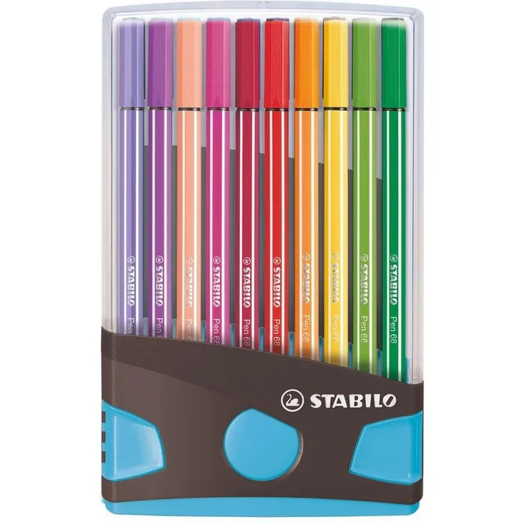 STABILO Filzstift STABILO Pen 68 Filzstift - 1 mm - 20er ColorParade - anthrazit + hellblau