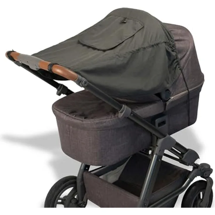 DIAGO Sonnensegel Kinderwagen mit Seitenschutz, UV Schutz 50+, atmungsaktiv und waschbar, Farbe: Anthrazite