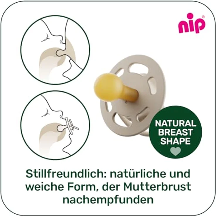 nip Cherry Green, 4er Pack Stillfreundlicher und zahnfreundlicher Babyschnuller aus Naturkautschuklatex, rot/grau, ab 6 Monate – Bild 4