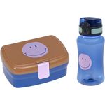 LÄSSIG Brotdose & Trinkflasche Set - Lunch Set mit Lunchbox und Trinkflasche (460 ml)/Little Gang Smile caramel/blue