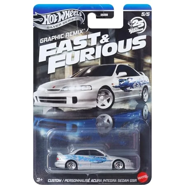 Hot Wheels Silver Series Fast & Furious Acura Integra Sedan GSR, mehrfarbig, Maßstab 1:64, aus Metall – Bild 1