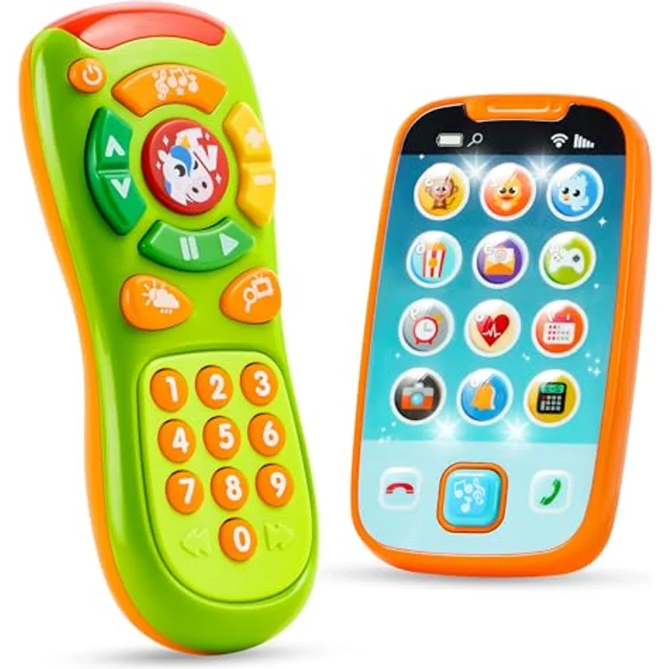 JOYIN Baby-Spielzeug Telefon, Musikspielzeug mit Fernbedienung und Lernfunktionen, grün, für Babys ab 6 Monaten – Bild 1