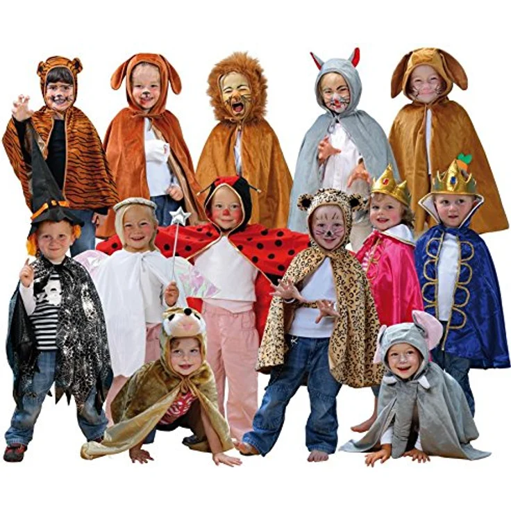 Betzold Kinderkostüme-Set, 13-tlg. in Universalgröße, waschbare Verkleidungen für Kinder von 3-8 Jahren mit Kapuze für Rollenspiel und Theater – Bild 1