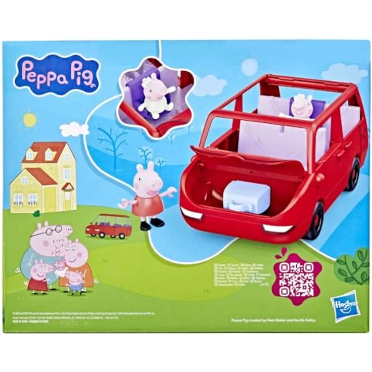Peppa Pig Peppas großes Familienauto Spielset, rotes Spielzeugauto mit Platz für 5 Figuren, inklusive Baby Evie und Koffer als Zubehör – Bild 4