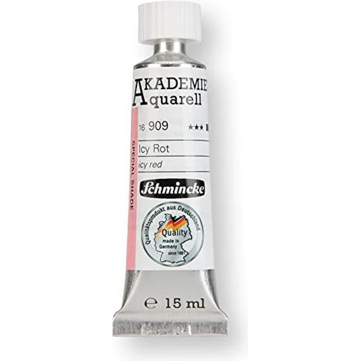 Schmincke AKADEMIE® Aquarell Tubenfarbe, Icy Colour 909 Icy Rot, 15 ml Tube, feine Künstler-Aquarellfarbe, pastellig, halblasierend bis deckend – Bild 1